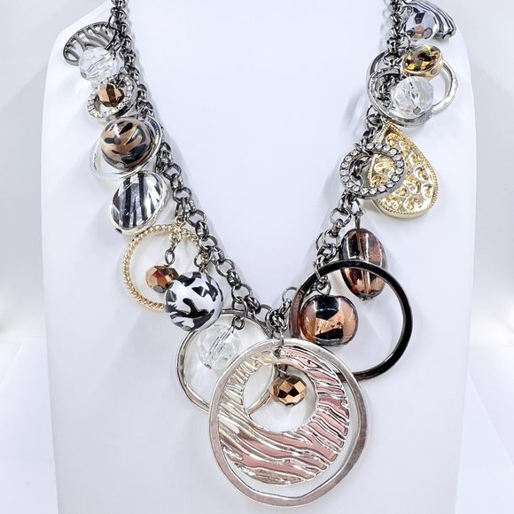 NWT - Lane Bryant - Multi Charm Chunky Gunmetal Tone 20” Rolo Chain Necklace - Picture 4 of 10